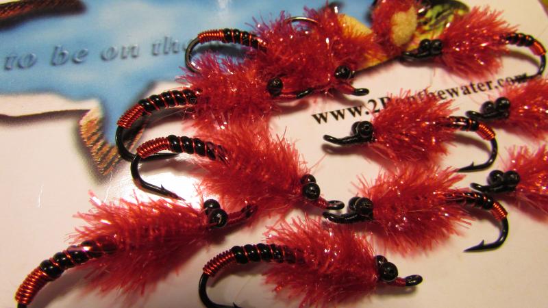 Red/Black Death Stonefly Nymph, salmon river, oswego river, salmon fishing